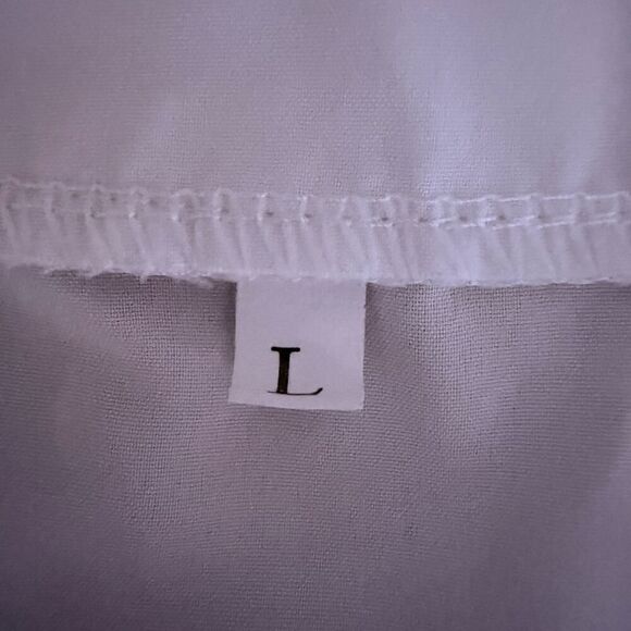 White long sleeved tunic with faux gray V neck overlay with cross NWOT L - Picture 11 of 11